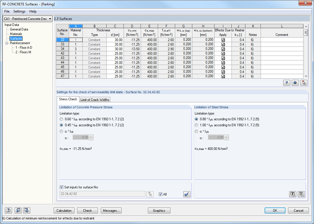 RF-CONCRETE Surfaces - 1.3 Surfaces, Stress Analysis