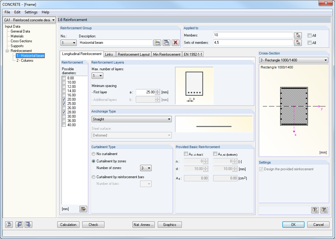 Window 1.6 Longitudinal Reinforcement