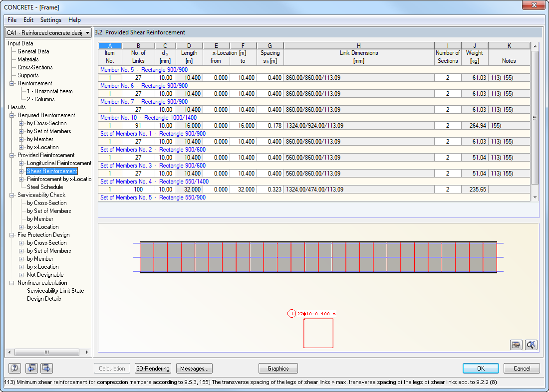 Window 3.2 Provided Shear Reinforcement