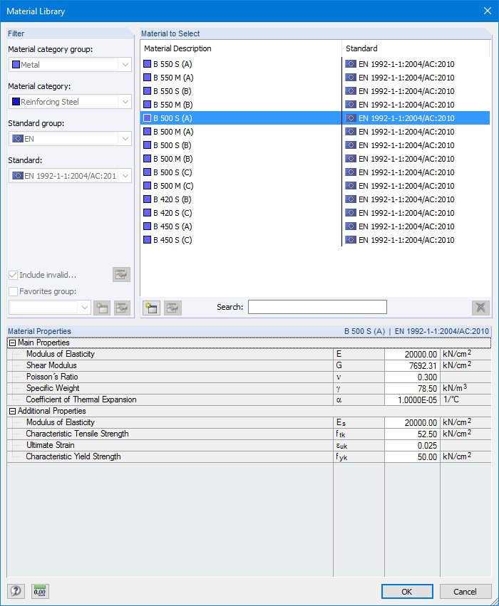 Reinforcing Steel Material Library