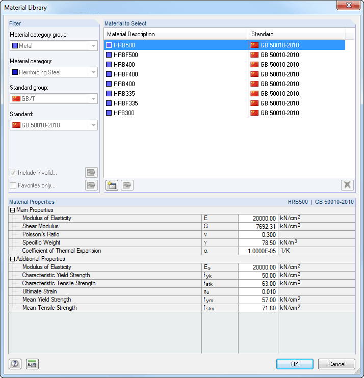 Material Library - Reinforcing Steel According to GB 50010-2010