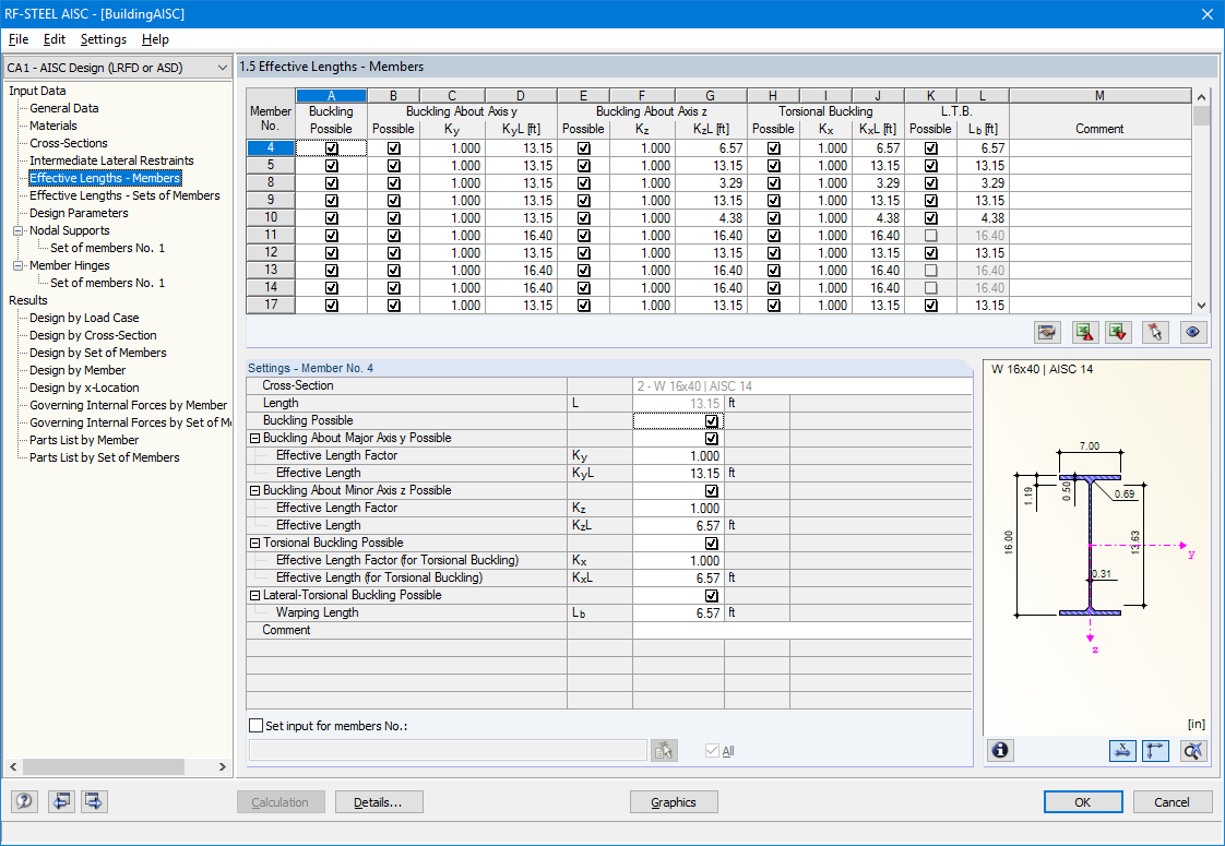 Window 1.5 Effective Lengths - Members