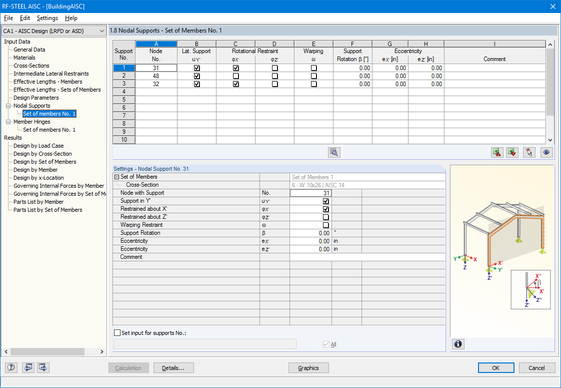 Window 1.8 Nodal Supports - Sets of Members