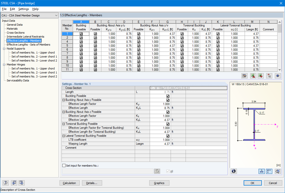 Window 1.5 Effective Lengths - Members