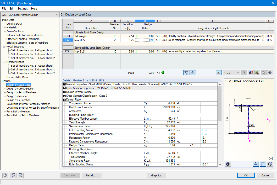 Window 2.1 Design by Load Case