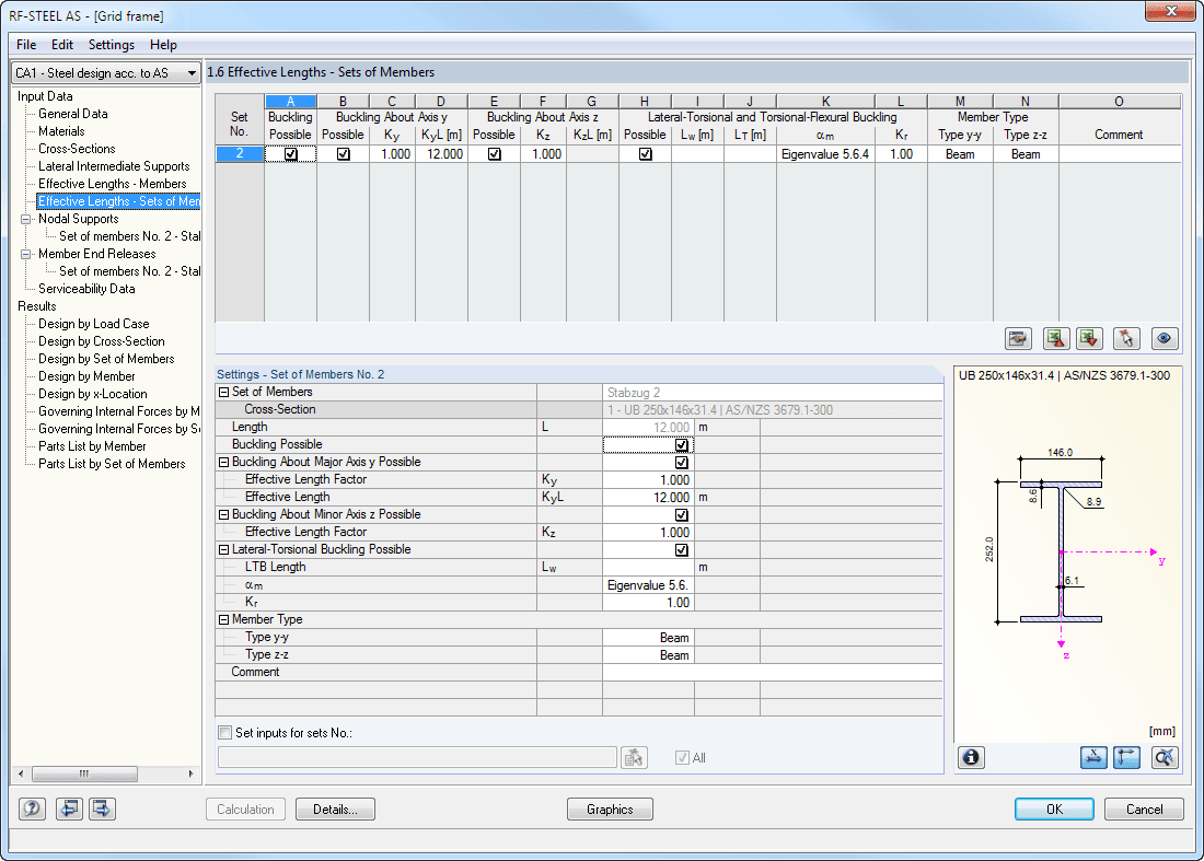 Window 1.6 Effective Lengths - Sets of Members