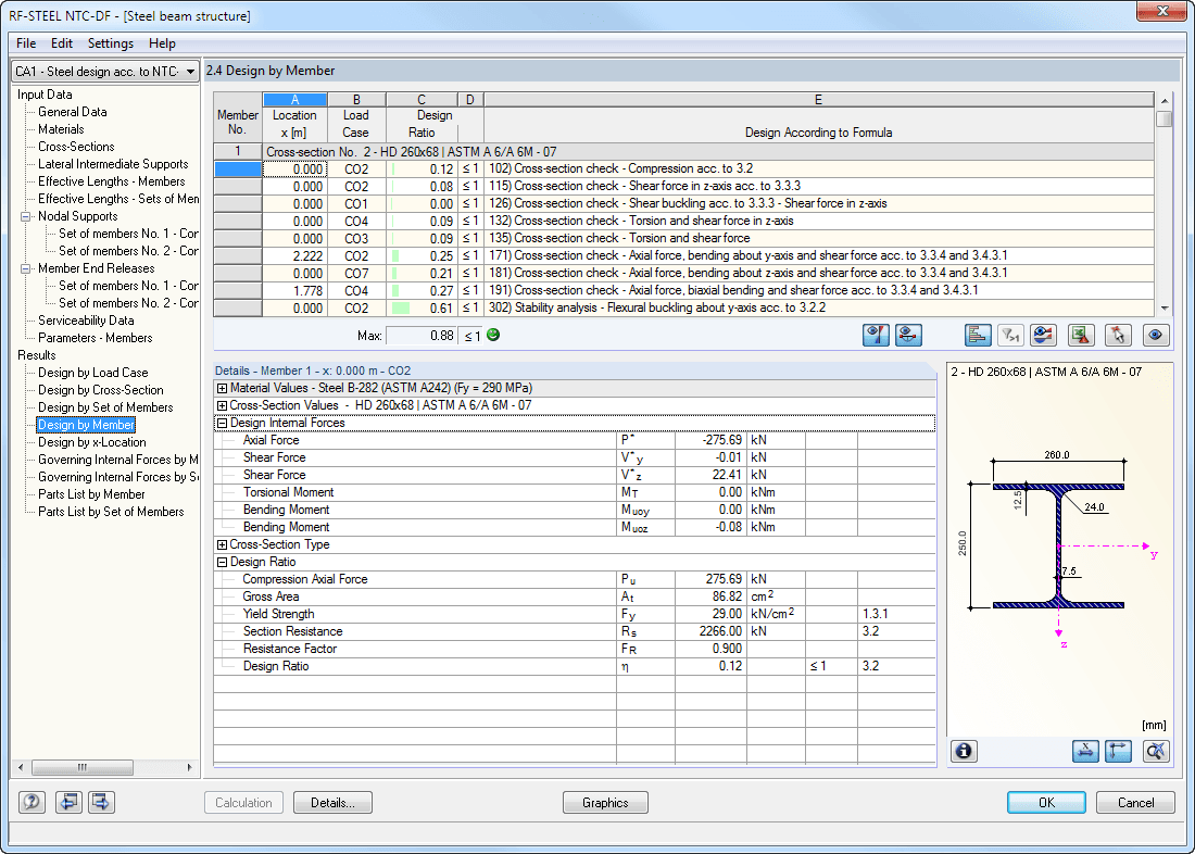 Window 2.1 Design by Load Case