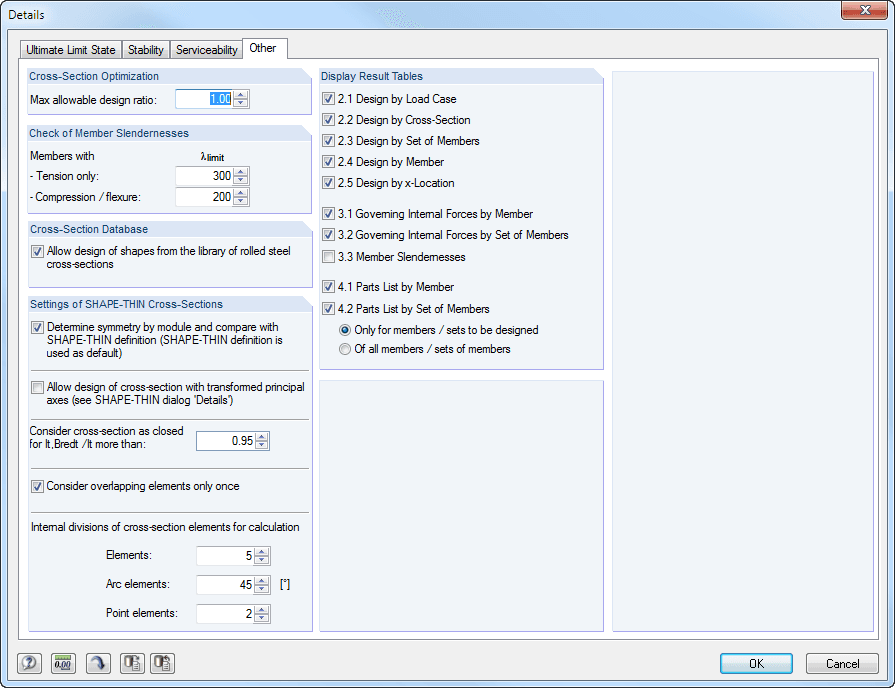 Various Settings