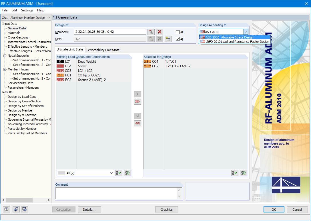 General Data with Selection of Design Method