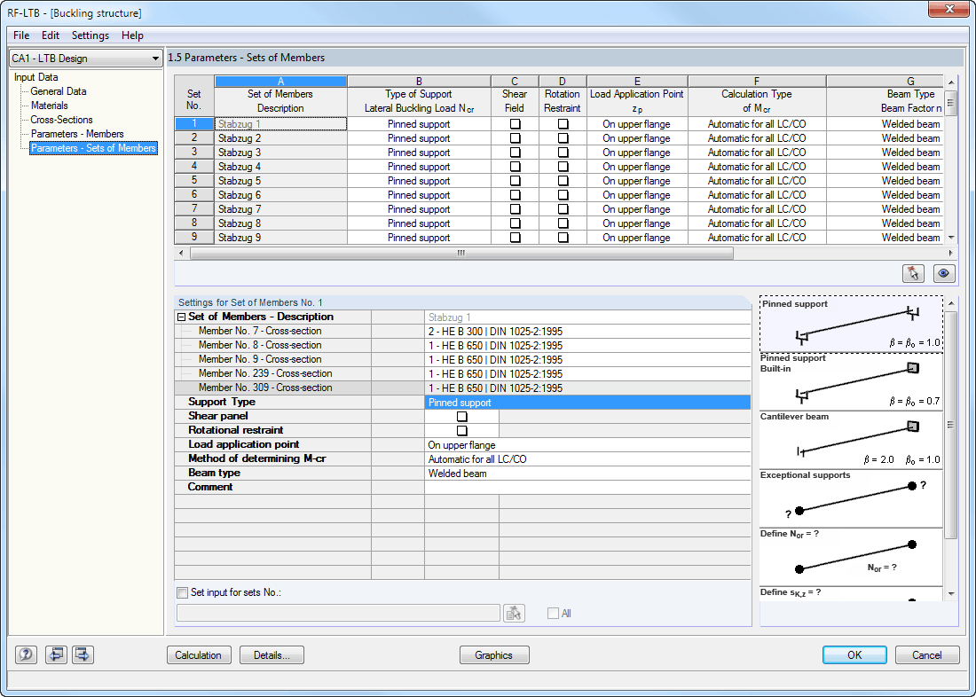 1.4 Parameter - Stäbe, Lagerungsart