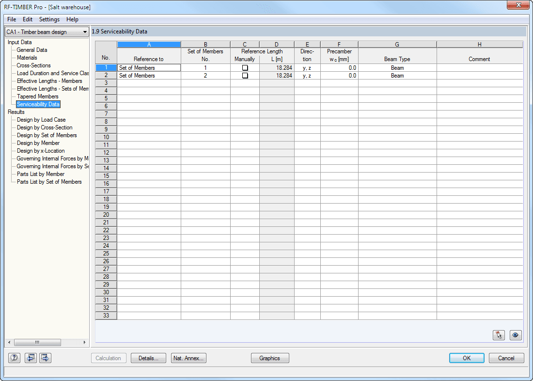 Window 1.9 Serviceability Parameters