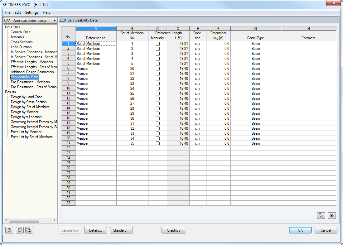 Window 1.10 Serviceability Parameters