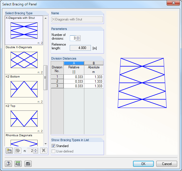 Selecting Bracing of Panel