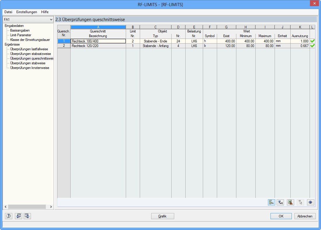 Window 2.3 Checks by Cross-Section