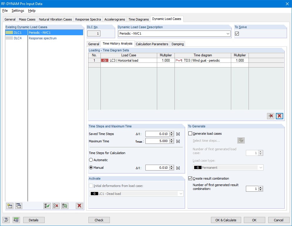 Dynamic Load Cases - Time History Analysis