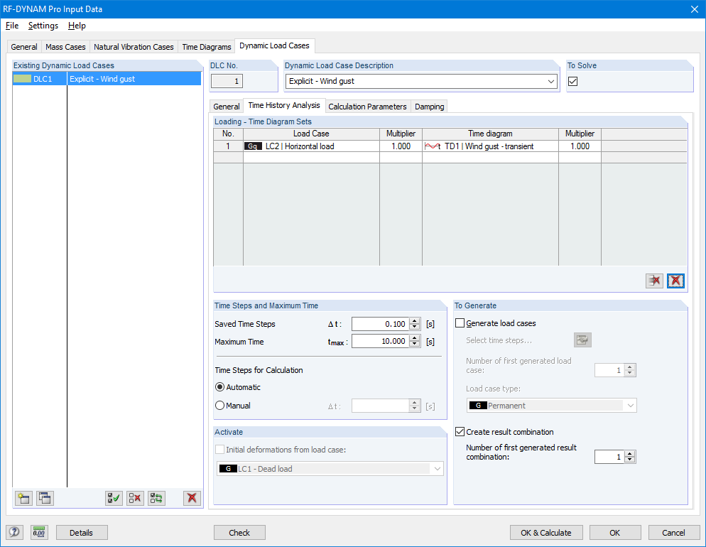 Dynamic Load Cases - Time History Analysis