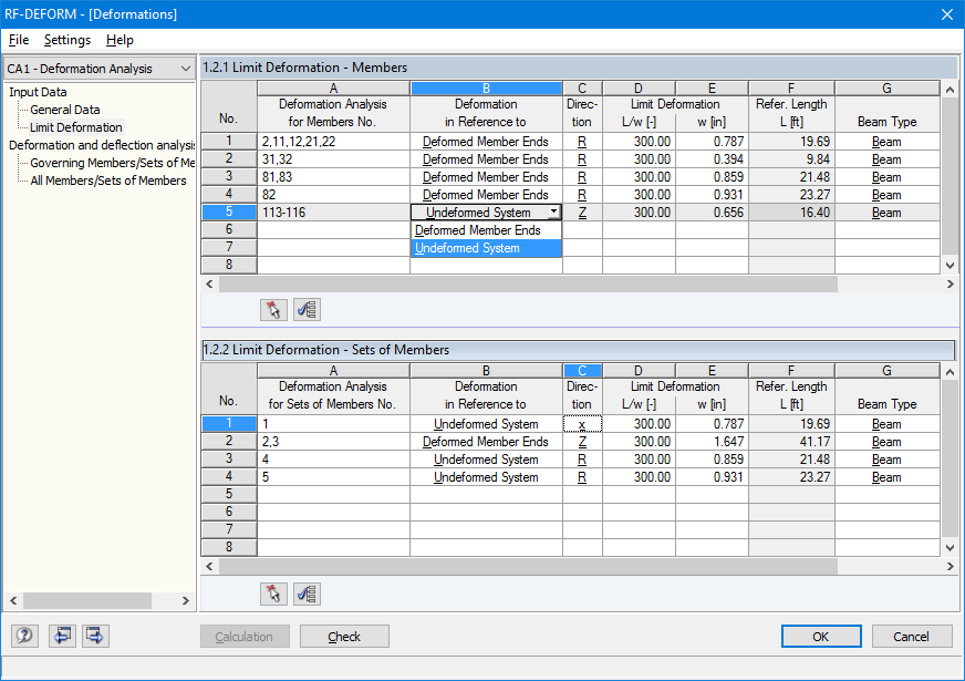 Definition of Limit Deformations for Members and Sets of Members