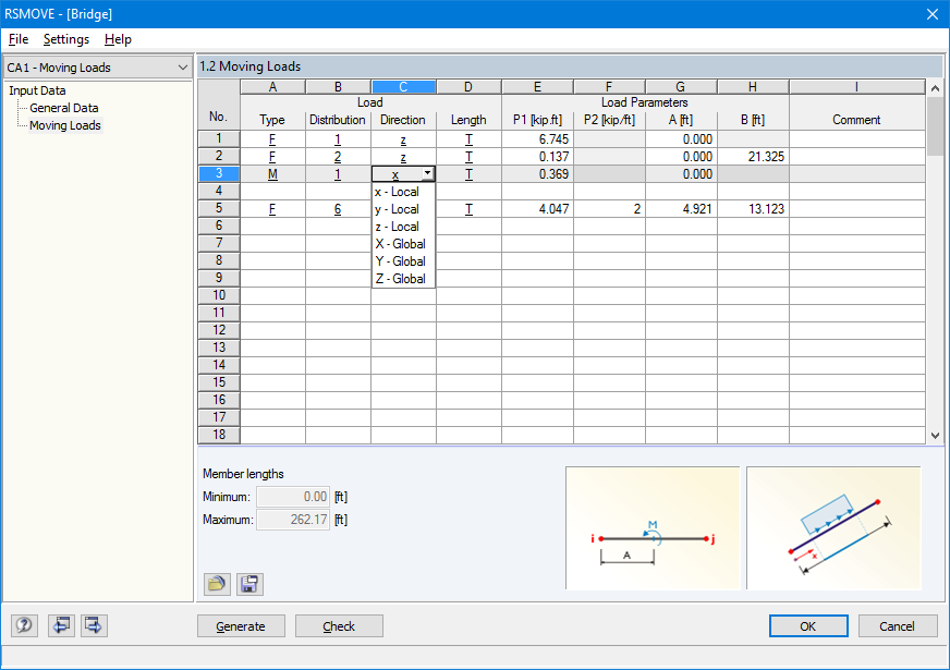 Specifying Load Direction for Moment Pair