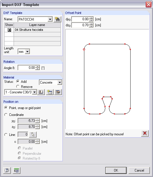 Dialog Box "Import DXF Template" - SHAPE-MASSIVE Cross-Section Properties Program