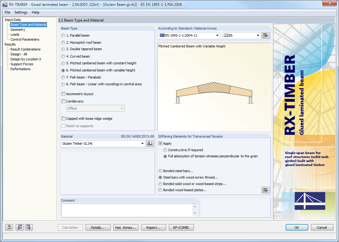 Window 1.1 Beam Type and Material