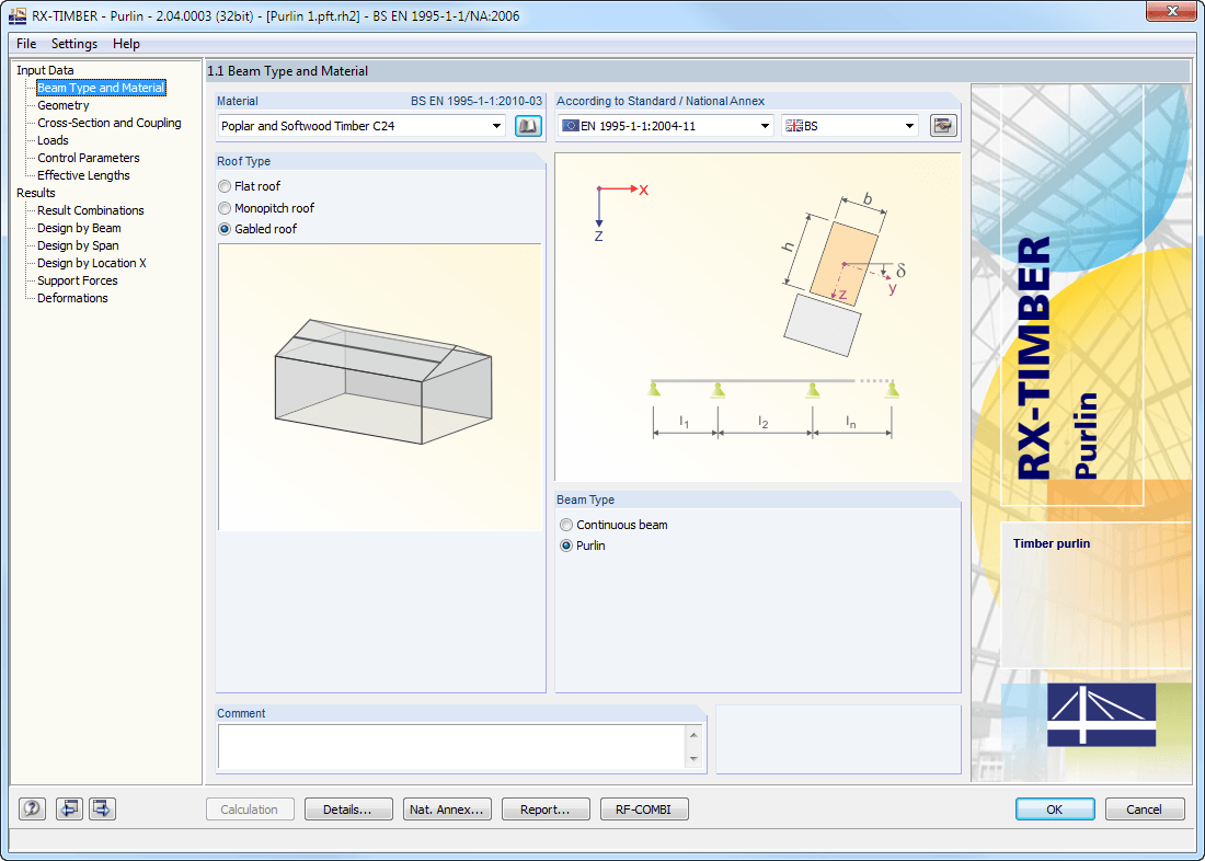 Window 1.1 Beam Type and Material