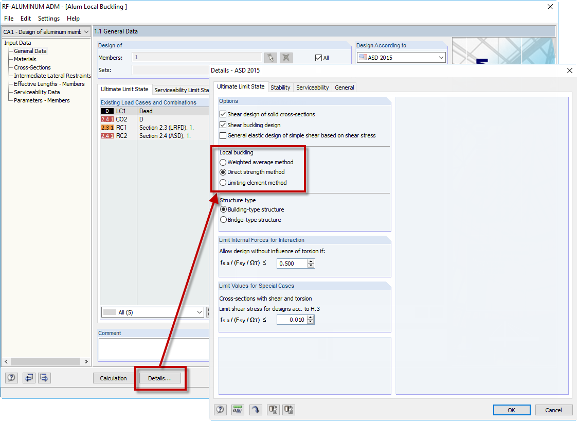 Local Buckling of Members According to ADM 2015