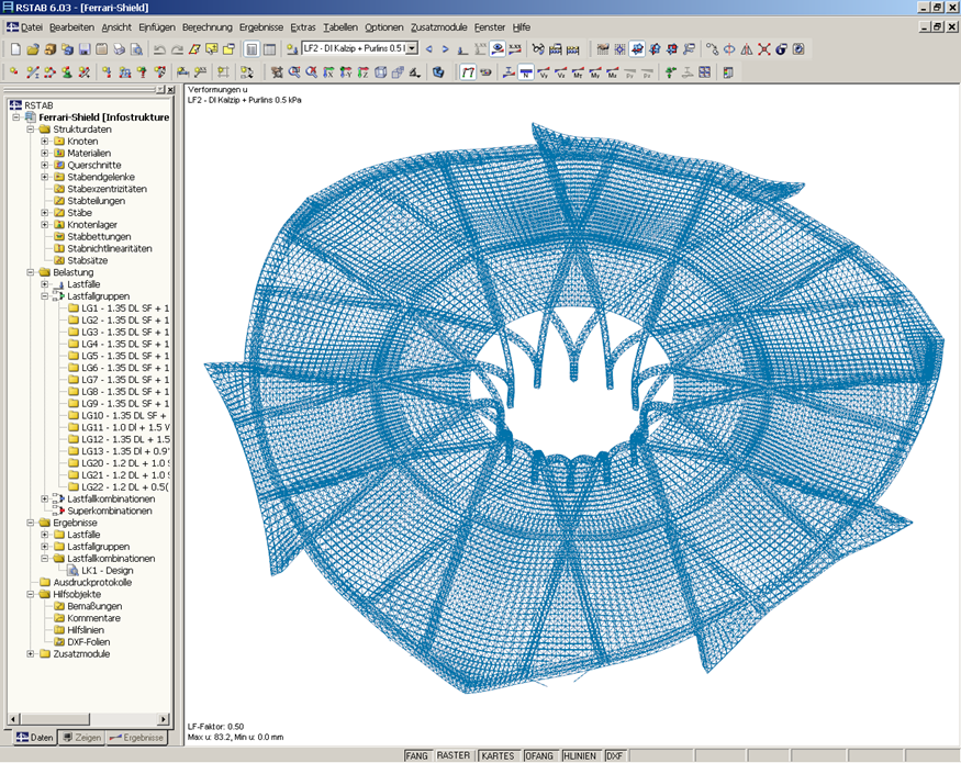 Deformations of Main Structure in RSTAB