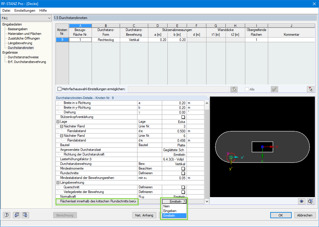 RF-PUNCH Pro: Optional Consideration of Surface Load Within Critical Perimeter