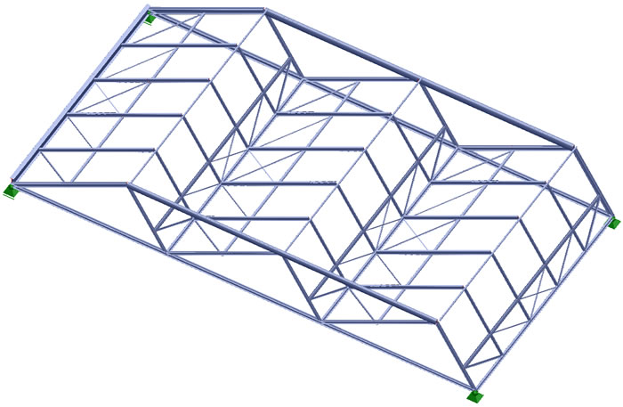 Structural analysis of an existing shed roof structure to evaluate the structural safety