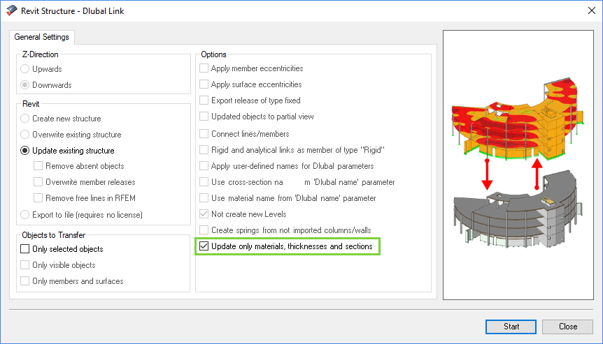 "Update only Materials, Thicknesses, and Cross-Sections" Export Option