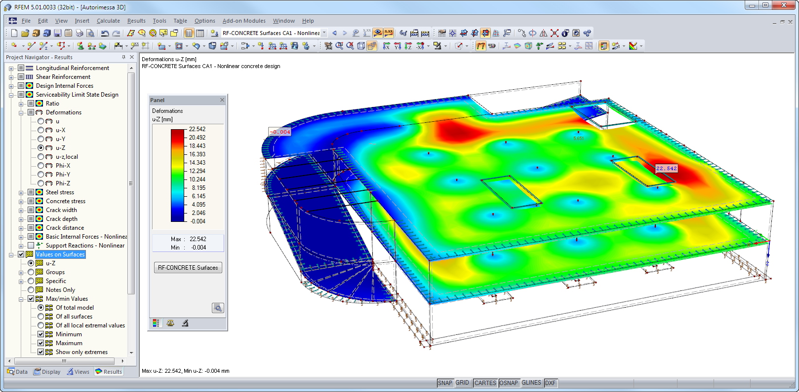 Graphical Display of Results in RFEM with Deformation in State II