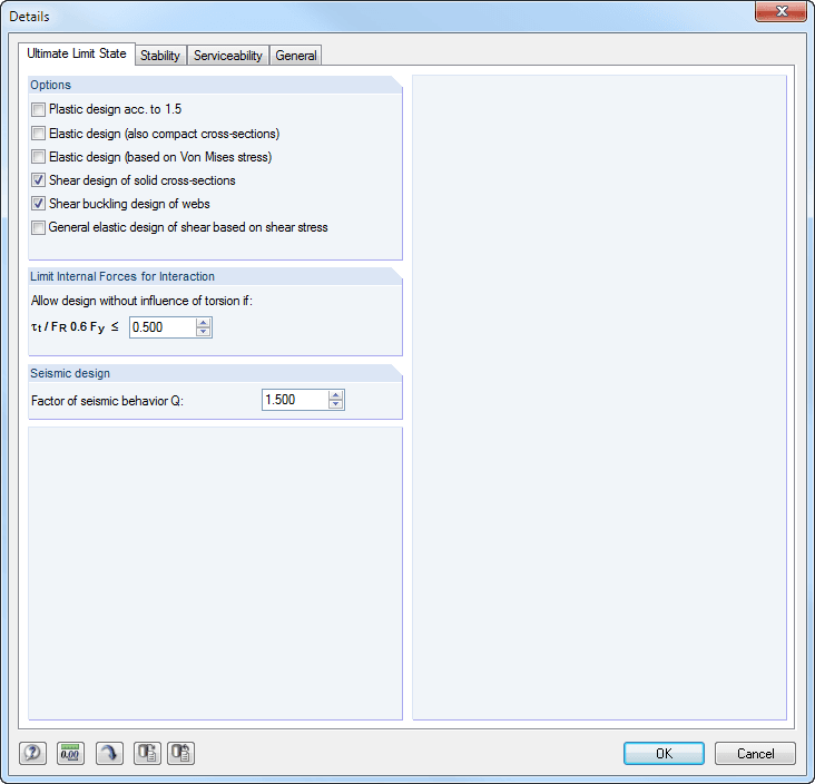 Detailed Settings for Load-Bearing Capacity