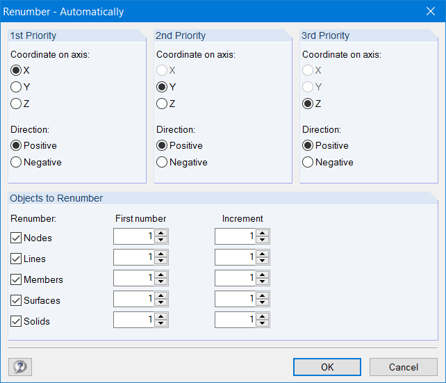 Renumbering Nodes, Lines, and Members