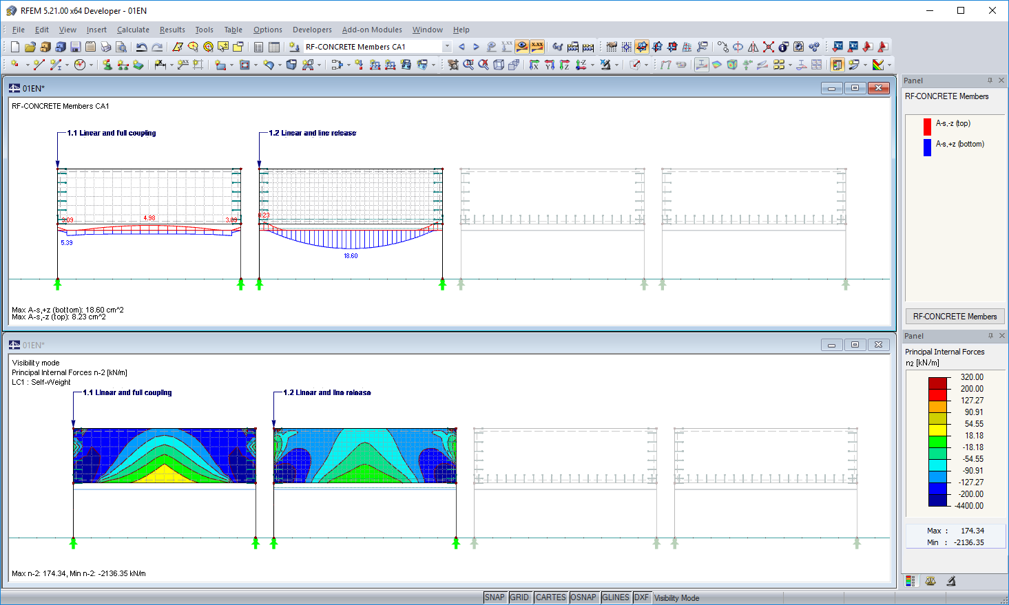 Required Reinforcement for Rib and Axial Force Distribution of Wall