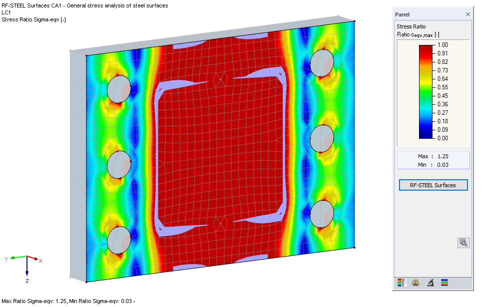 Stress Analysis of End Plate According to von Mises Hypothesis with RF-STEEL Surfaces