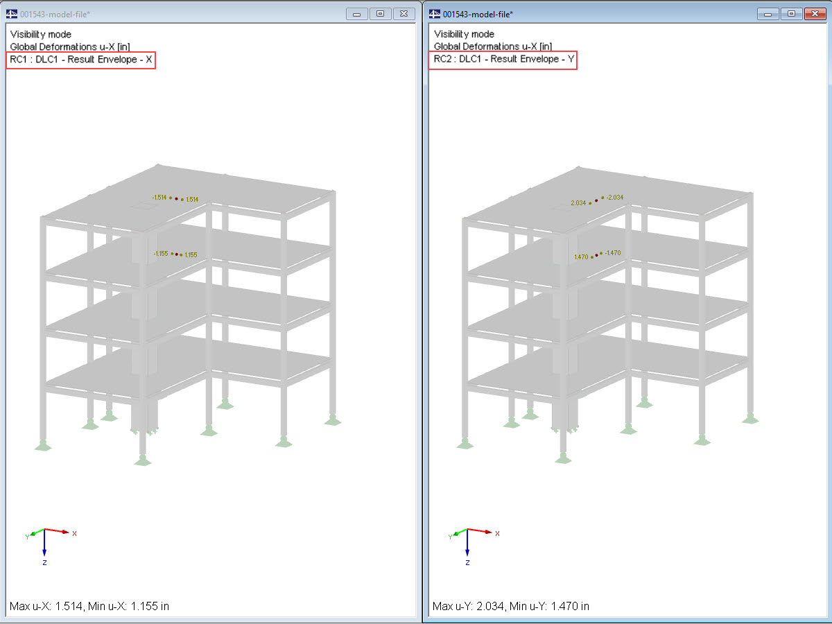 Story Drift in Result Combination (δx = 0.359 in; δy = 0.564 in)