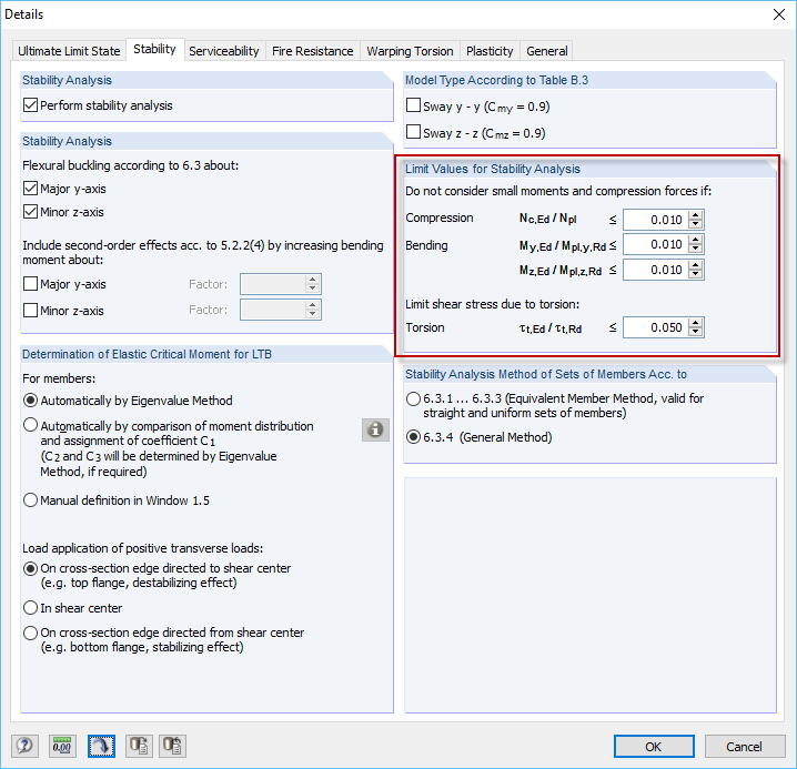 Defining "Limit Values for Stability Analysis"