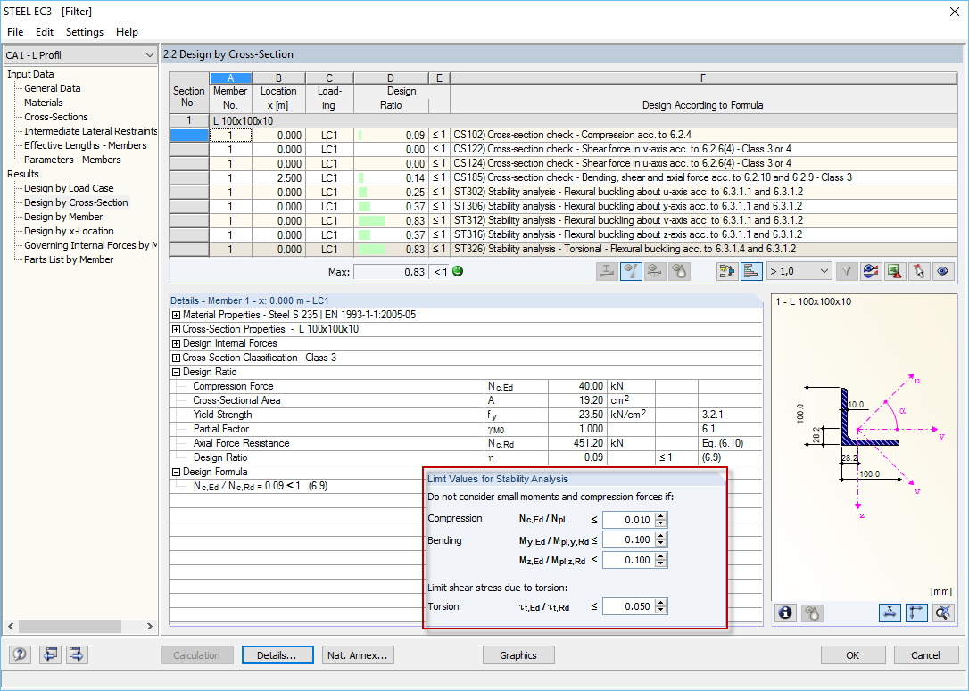 Limit Values Case 1 and Successful Buckling Analysis