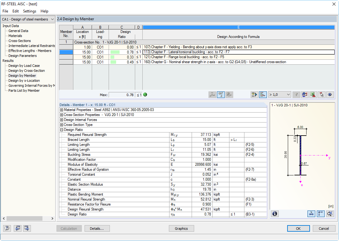 Virtual Joist Design in RF-/STEEL AISC