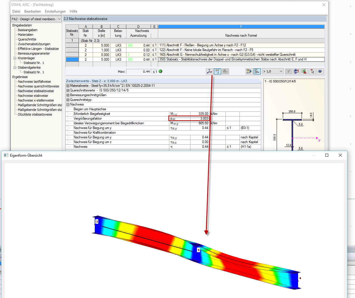 Results and Mode Shape of AISC Design