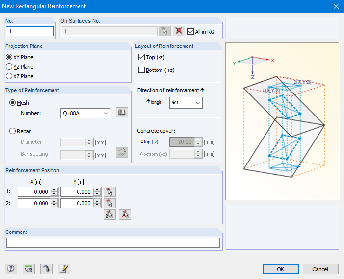 "New Rectangular Reinforcement" Dialog Box 