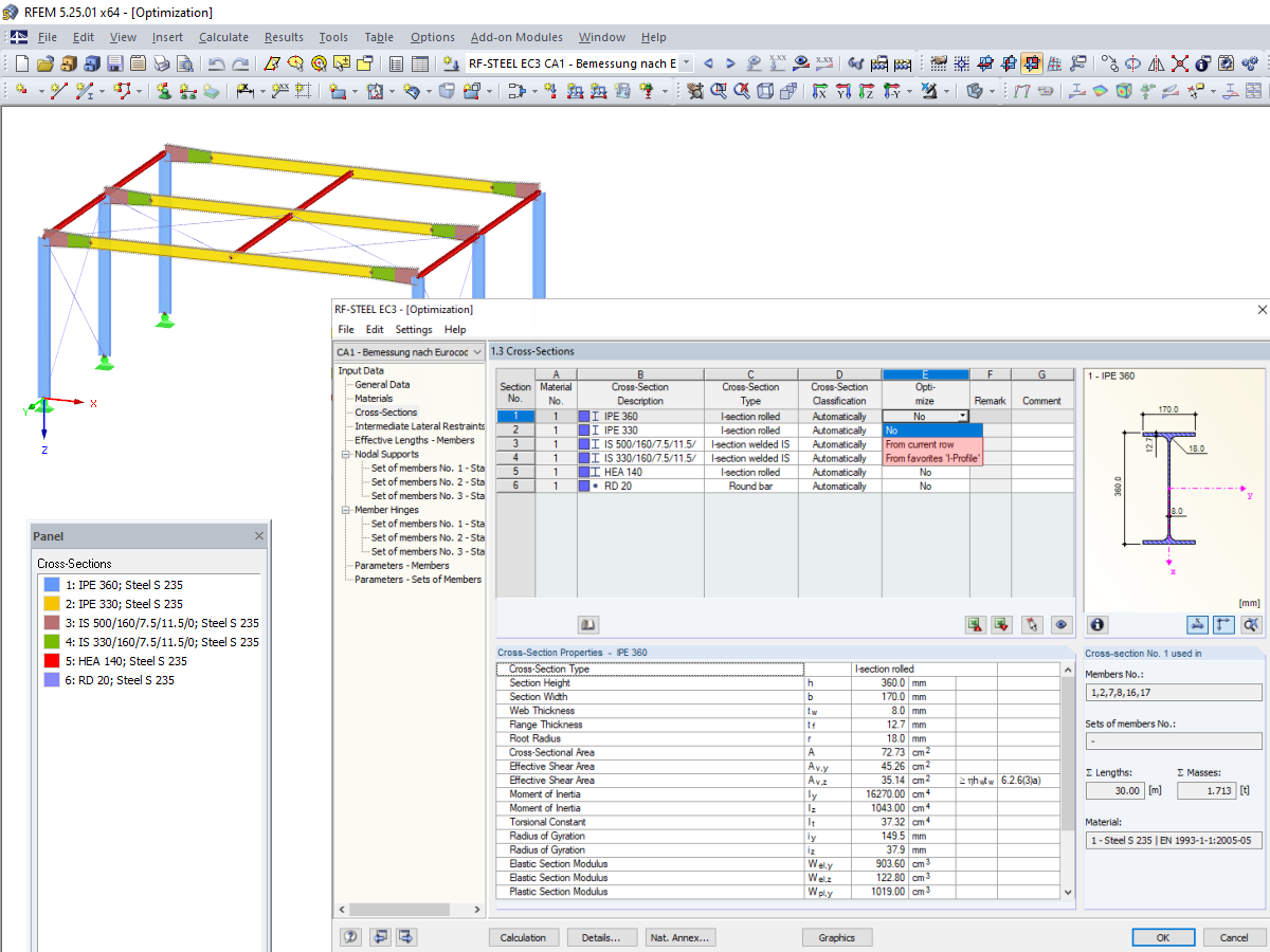 Cross-Section Optimization