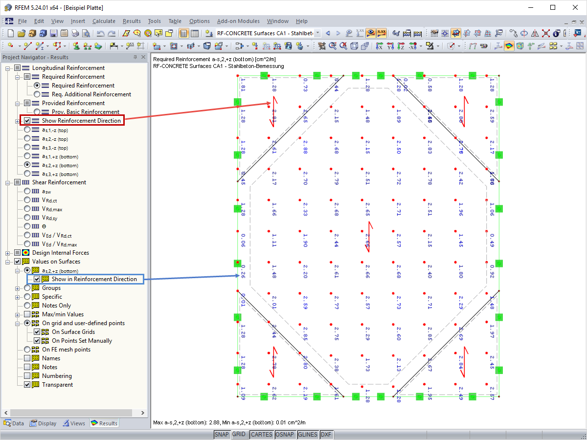 Showing Reinforcement Direction