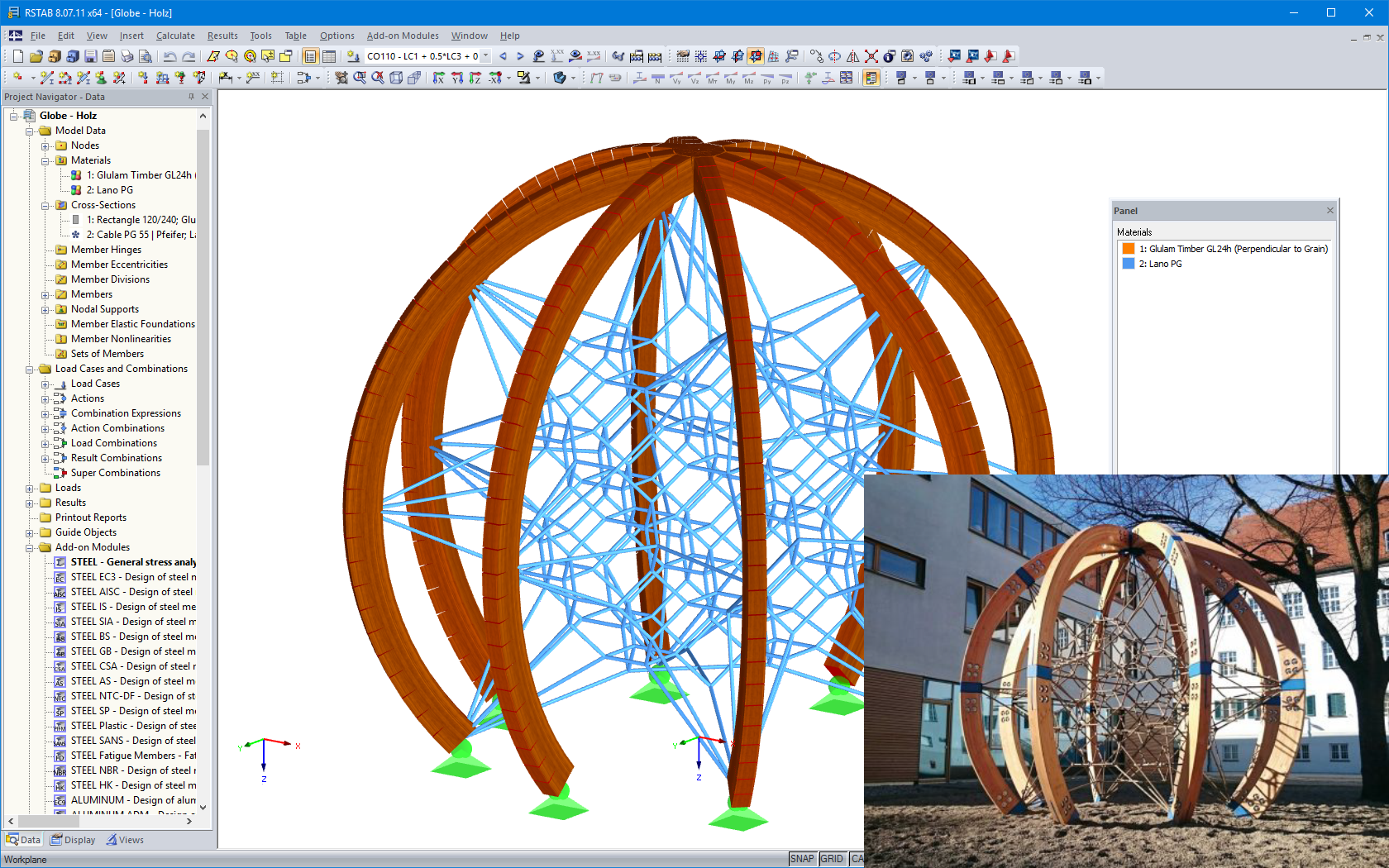 3D Model and Photo of “Globe” Rope Play Equipment (© Screenshot: Dipl.-Des. Heinz Bornemann, Bad Bentheim/© Picture: Berliner Seilfabrik)