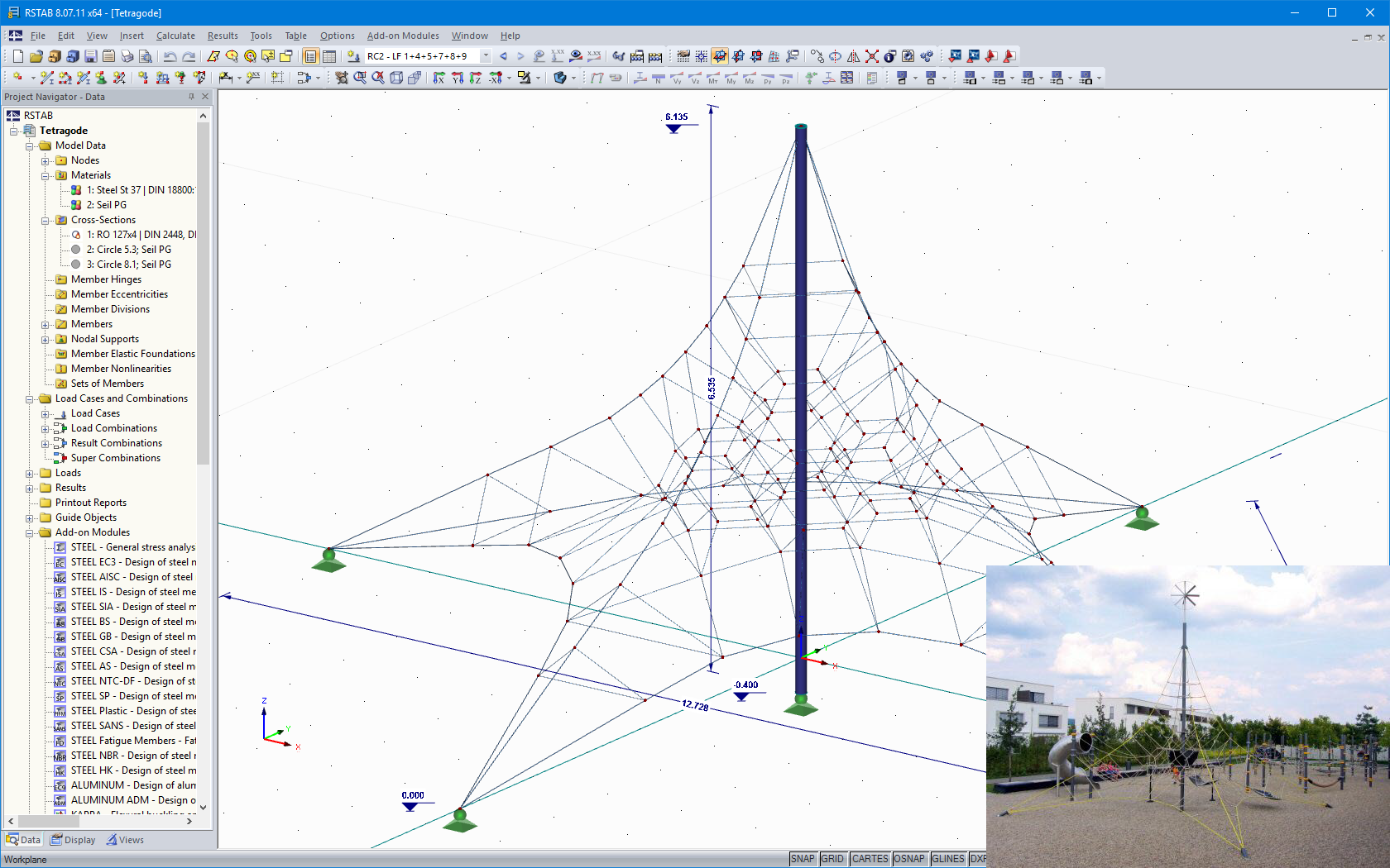 3D Model and Photo of "Tetragode" (© Screenshot: Dipl.-Des. Heinz Bornemann, Bad Bentheim/© Picture: Berlin Cable Factory)