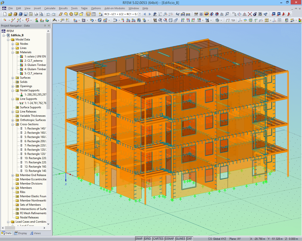 Model of Housing Complex B Displayed in RFEM (© Rubner)