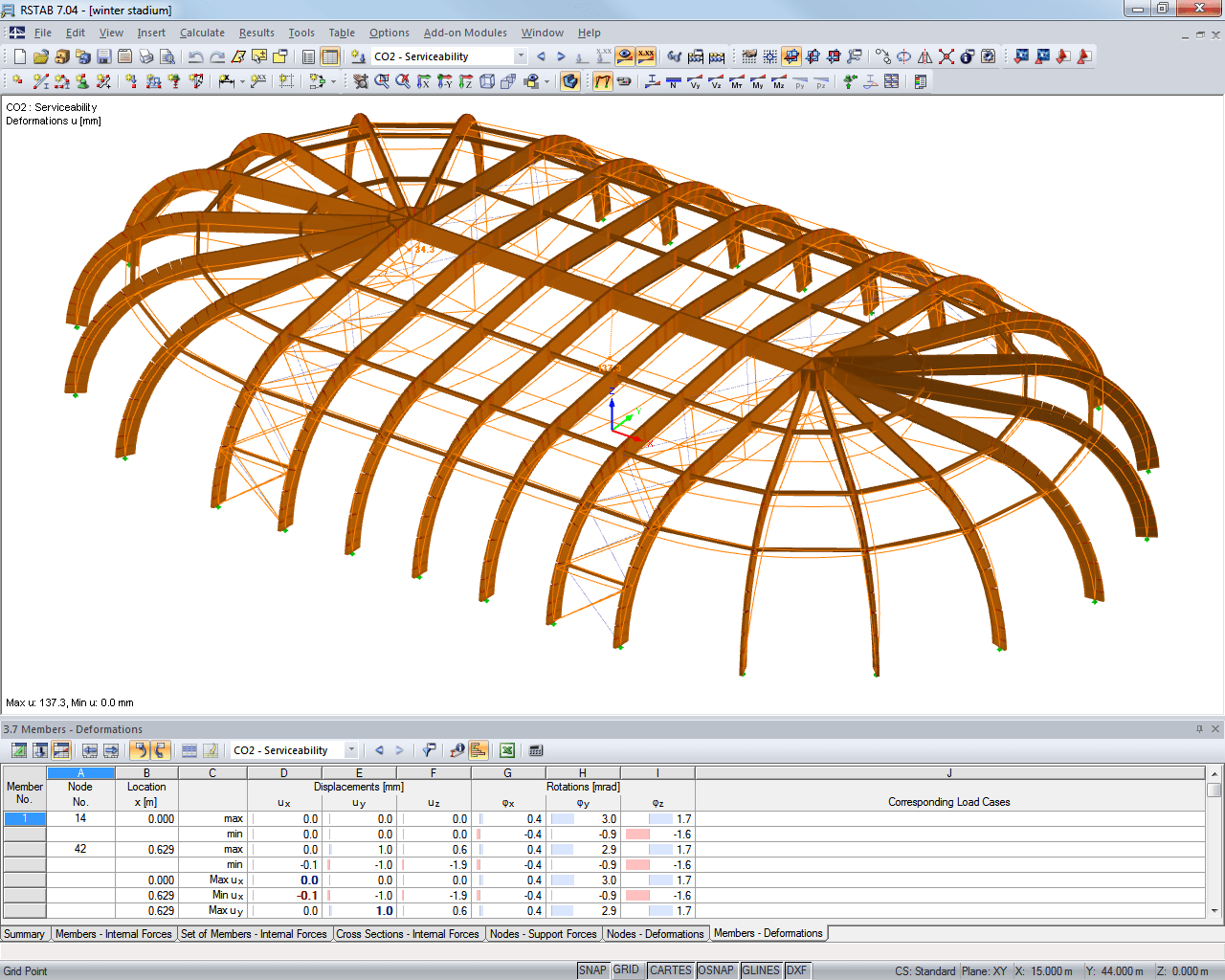 Graphical Representation of Deformation in RSTAB (© WIEHAG GmbH)