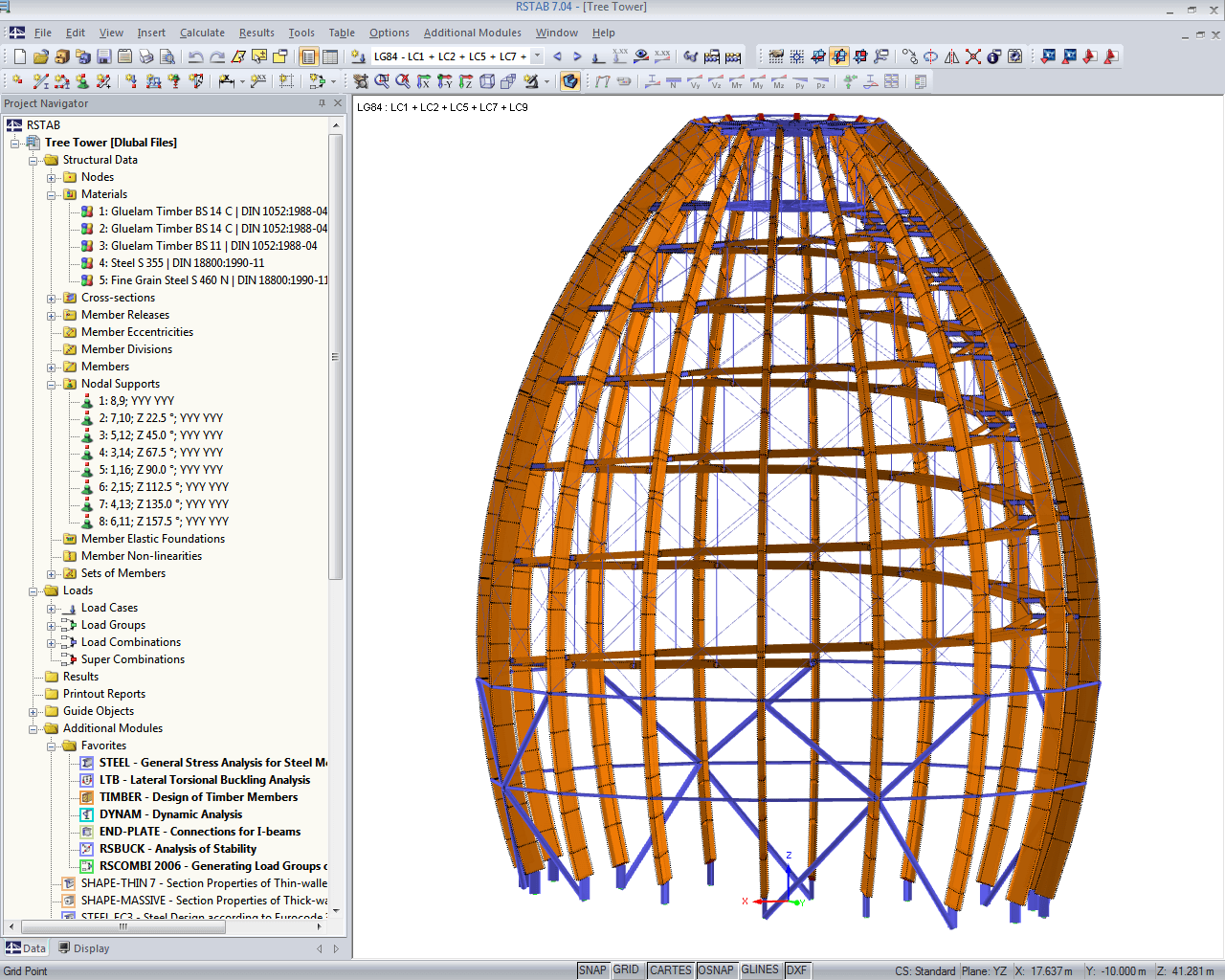 Overall Structure of Tree Tower in RSTAB (© WIEHAG)