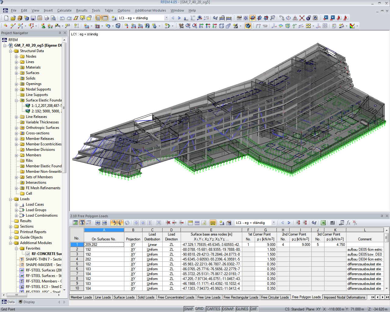 Analysis Model for Element 1 in RFEM (© www.werkraum.com)