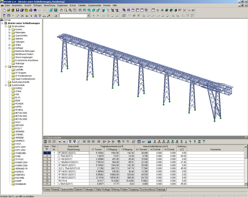 3D Model of Tripper Car Bridge in RSTAB (© IB Ehlenz)